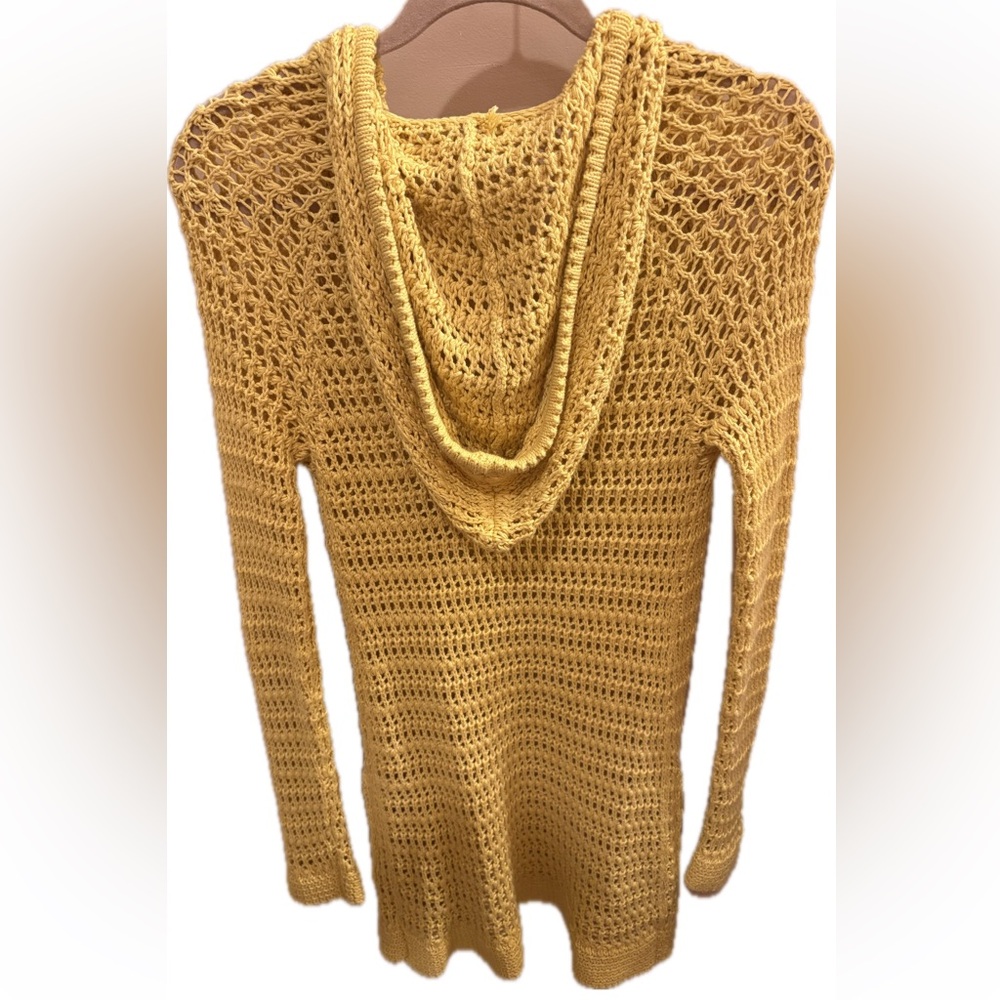 Charlie & Robin Anthropologie Onshore Breeze Open Crochet Cardigan Yellow Medium - Picture 2 of 10